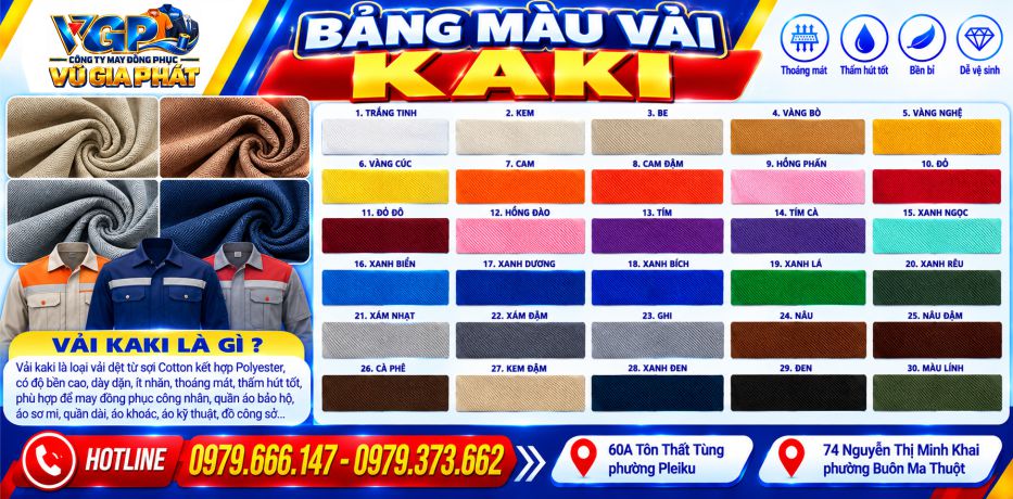 Bảng màu vải Kaki