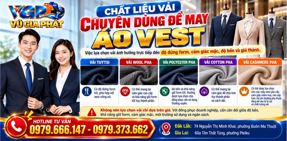 Chất liệu vải chuyên dùng để may áo Vest đồng phục