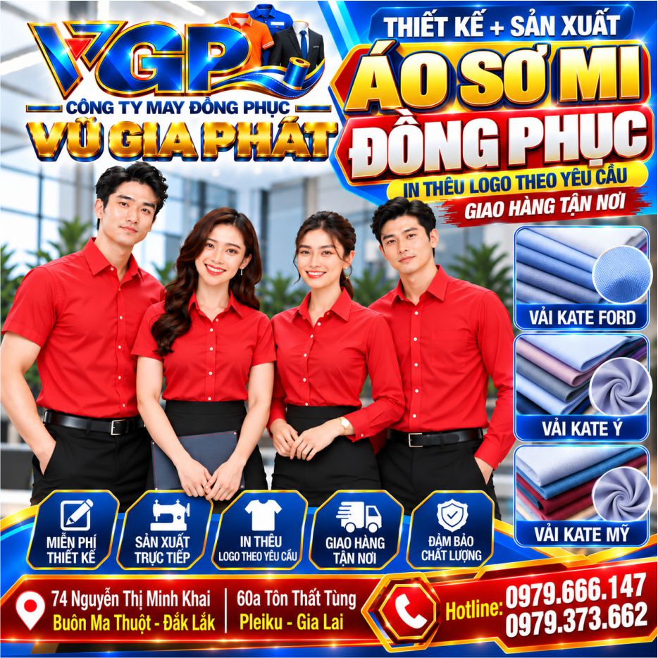 Áo sơ mi đồng phục màu Đỏ