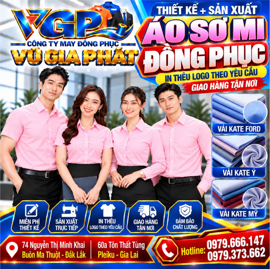 Áo sơ mi đồng phục màu Hồng phấn