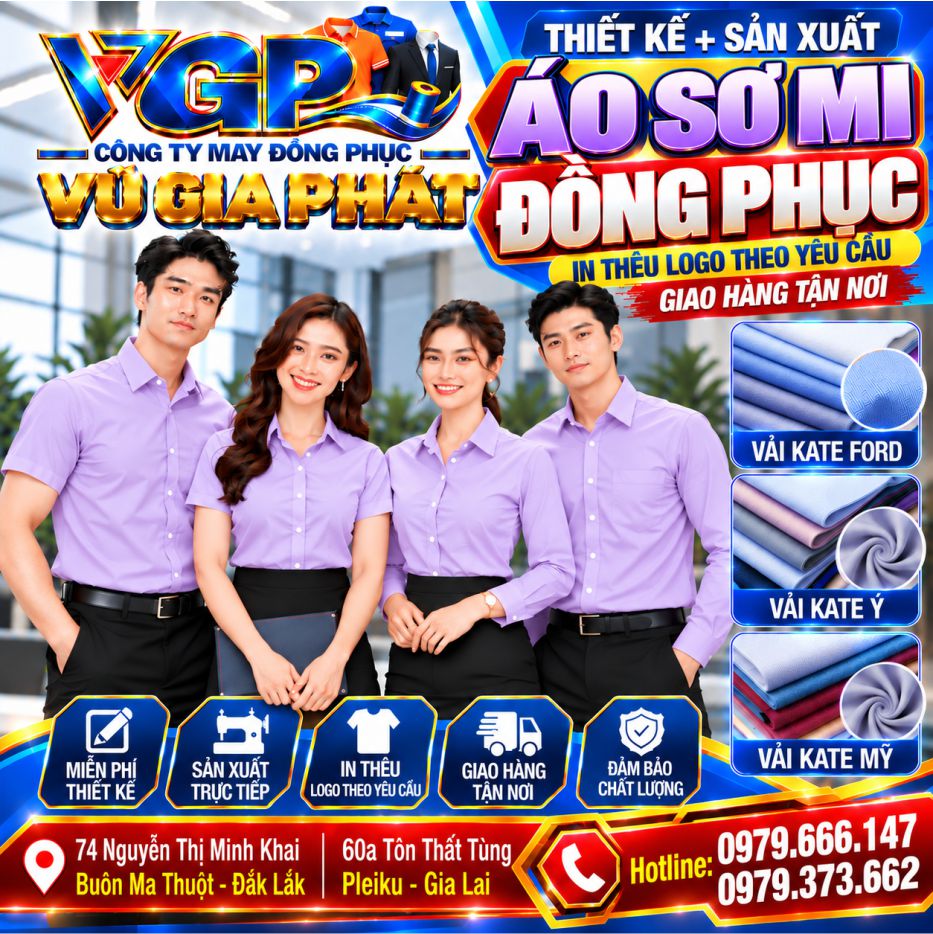 Áo sơ mi đồng phục màu Tím khoai môn