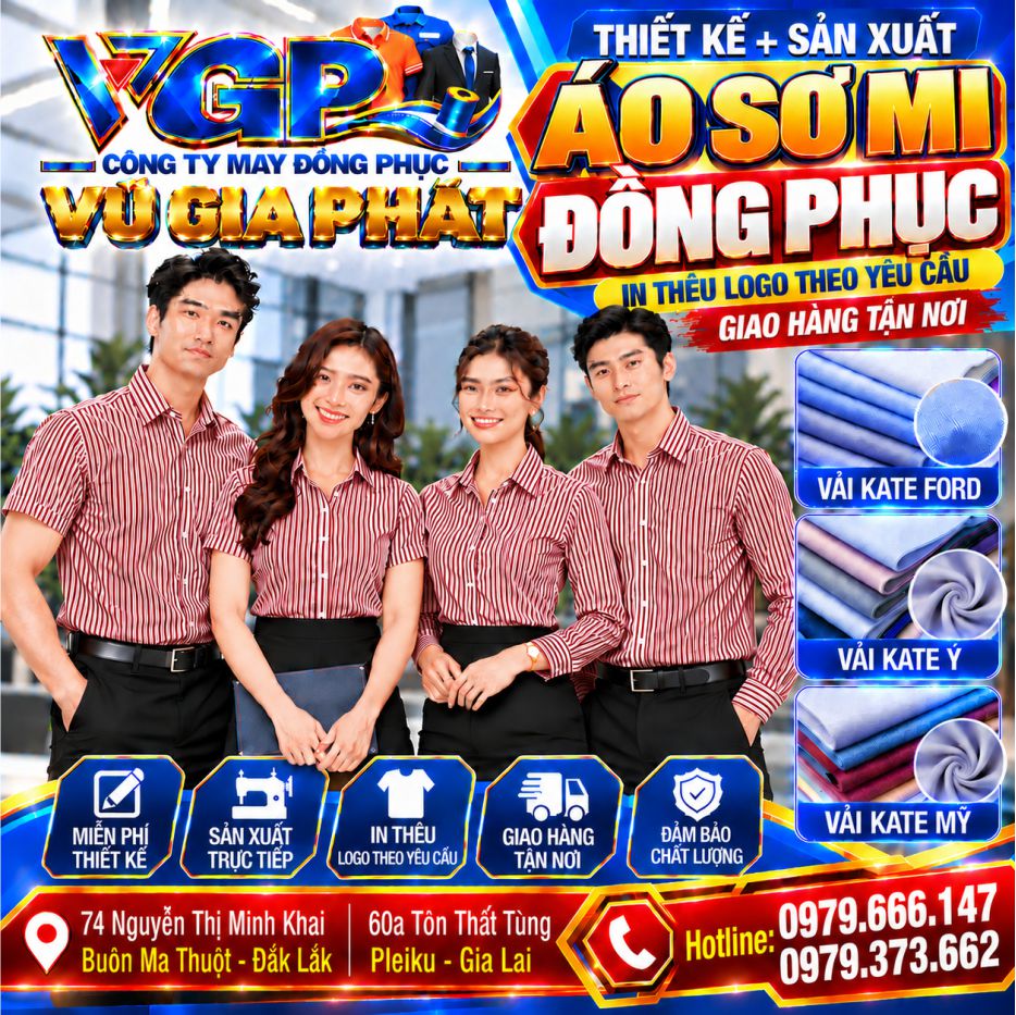 Áo sơ mi đồng phục sọc Đỏ Đô