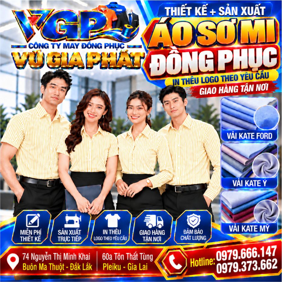 Áo sơ mi đồng phục sọc vàng