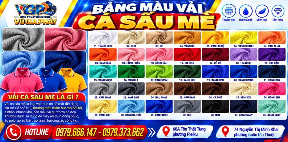 Bảng màu vải Cá sấu Mè