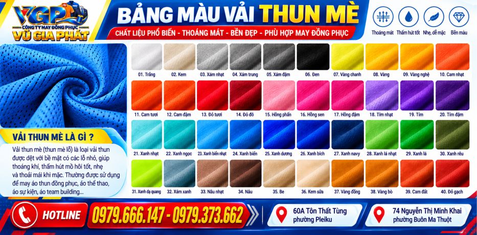 Bảng màu vải thun mè