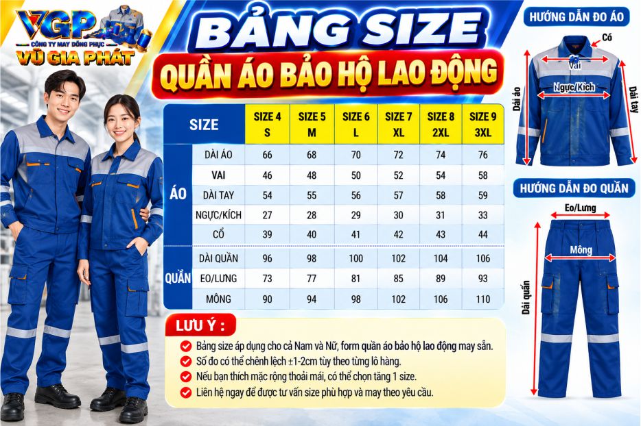 Bảng size quần áo BHLD