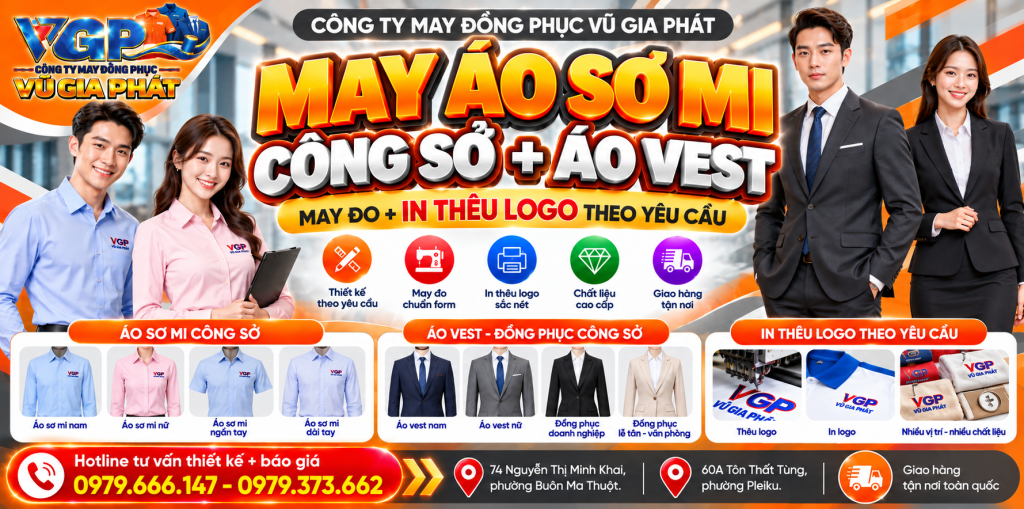 May áo sơ mi Vest đồng phục công sở tại Đắk Lắk