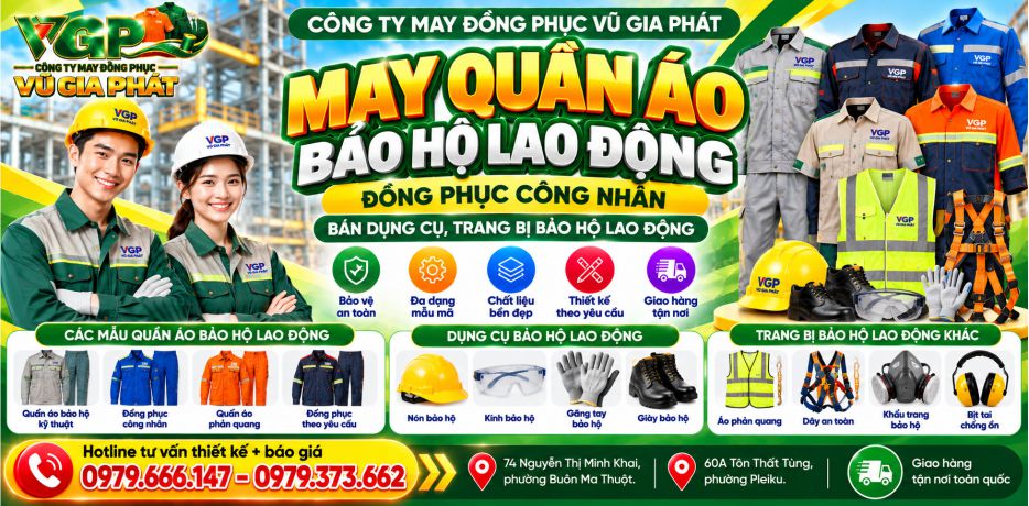 May quần áo đồng phục công nhân ở Đắk Lắk
